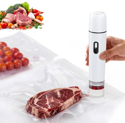 Portable Vacuum Sealer Rechargeable & Cordless Design Handheld Vacuum Sealer with Visible Water Tank,15 Reusable Vacuum Bags for Dry & Moist Food Preservation & Preservation Cooking