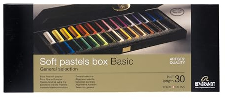Rembrandt Professionelles Weiche Pastelle Set im luxuriösen Holzkasten | Allgemeine Auswahl Basic | 30 halbe Pastelle