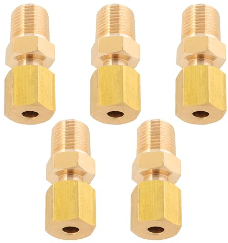 LTWFITTING Brass 3/16-Inch OD x 1/8-Inch Male NPT Compression Connector Fitting(Pack of 5)