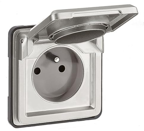Legrand 077831 Soliroc IK10 2P+T franskt uttag med fönsterlucka, 16 A, 250 V