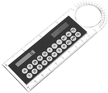MASUNN 10Cm Solar Lupe Mini Calculator Multifunktions Ultra-Thin Lineal Office Supplies Gift Best Gift-Schwarz
