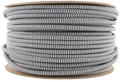 32.8ft Vintage 10m 2 conductors Fabric Flexible Lamp Round Cord, Vintage Textile Cloth Covered Wire, 2 Core Braided Cable Fabric Cloth Covered Electrical Wire Textile for Lighting DIY Projects