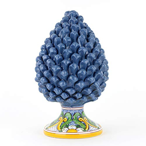 Pigna siciliana in ceramica di Caltagirone - Blu - H 30cm - Interamente fatto a mano - 100% Made in Italy