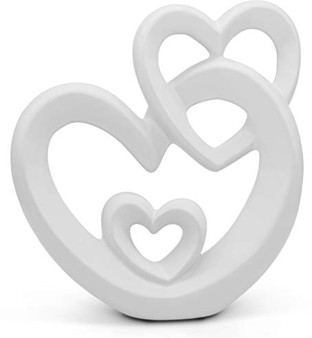 FeinKnick Harmonisches Herz zur Dekoration aus Keramik – modernes Dekoherz | Keramikherz 23cm groß in Weiß – Deko in Herzform – Dekofigur als Geschenk, zur Hochzeit & Hochzeitstag – Symbol für Liebe