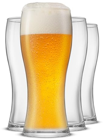 JoyJolt Callen 15.5oz Beer Glasses Set of 4 Beer Pint Glass. Craft Beer Glass, Pilsner Glasses, IPA Beer Glass. Solid Glassware Beer Cup. Classic Beer Gifts, Beer Cups, Mugs and Beer Glasses for Men