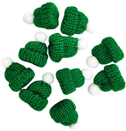 PRETYZOOM 10 Stück Miniatur Strickmützen Lollipop Mütze Lutscher Topper Grün Mini Hut Puppenmütze Puppenhaus Puppenhut Christbaumschmuck DIY Handwerk Schmuck Basteln Schmuckanhänger Zubehör
