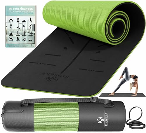KESSER® Gymnastikmatte mit Tragegurt rutschfest TPE Yogamatte Gepolstert & rutschfest Fitnessmatte, 183 x 61 Trainingsmatte für Fitness Sportmatte, Pilates & Gymnastik Workout