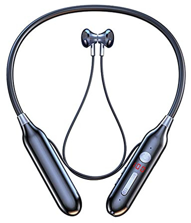 AQUYY Cuffie Bluetooth Wireless, Auricolari Sportivi in-Ear Magnetici con Display del Livello della Batteria, Supporto TF Card, Auricolare Stereo Senza Fili Morbido, Durata 100 Ore