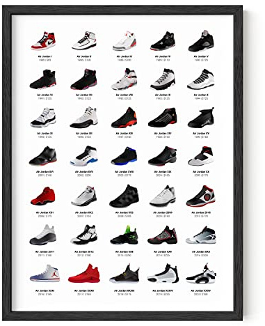 Haus and Hues Sneaker-Poster für Jungs – Michael Jordan Schuhe, Wandkunst, Schlafzimmer, Dope Poster, coole Wandkunst, 30.5 x 40.6 cm (ungerahmt)