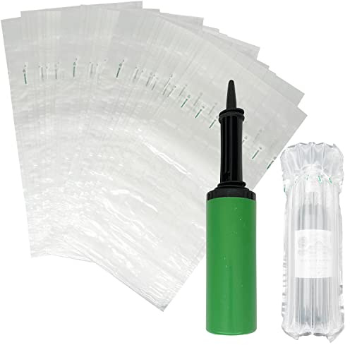 25 Stück Aufblasbare Luftpolsterfolie für Weinflaschen, Bubble Wrap Verpackung für sicheren Transport, Luftsäulen-Schutzhülle mit Pumpe, ideal für Umzug, Verpackung des Pakets, Versand von Flaschen