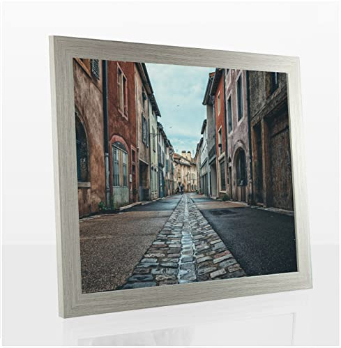 Orion Deluxe Bilderrahmen Posterrahmen 49x36 cm Puzzlerahmen Pinie Gekälkt Dekor Kunstglas Klar Hintergrund Weiss