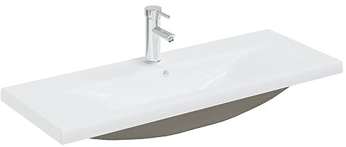 vidaXL Einbauwaschbecken mit Wasserhahn 101x39x18 cm Keramik Weiß
