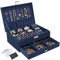 Boîte à bijoux, Rangement Bijoux Coffret Bijoux Verrouillable de Voyage, Coffret à Bijoux en velours à 2 Couches, Rangement Bijoux Organisateur De Bijoux pour Colliers,Bagues,Bracelets, Bleu foncé