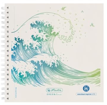 Herlitz Spiralblock 14,8x14,8 GREENline 100Blatt punktiert Motiv Welle, 50033515