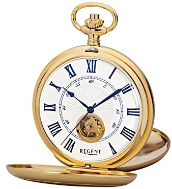 REGENT Herren Taschenuhr Savonnette Offene Unruh 53 MM Mechanischer Handaufzug Römische Zahlen in verschiedenen Varianten