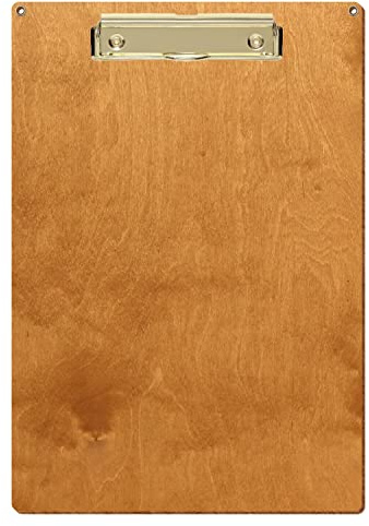 Bütic Holz Klemmbrett Standardform Birnbaum für DIN A3 A4 A5 A6 mit 2 Ösen aus 3mm starkem Birkensperrholz und mit Klarlack versiegelt