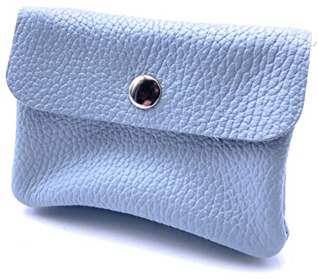 FASHION YOU WANT Leder Schlüsseletui Münzbeutel Damen, Reißverschlussfach, Kartenfach, Schlüsselmäppchen Kleingeldbörse kleines Portemonnaie aus Echtleder (hellblau)