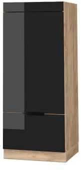 Vicco Armario para microondas Fame-Line, Roble Negro Alto Brillo, 60 cm, para Combinar con Otros módulos de la Serie Fame-Line