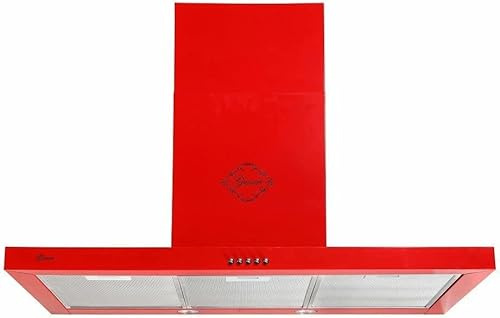 GURARI 461 Red 90, cofano aspirante 90 cm, rosso, alta aspirazione 1000m³/h, 3 livelli, cappuccio di scarico, cofano di ritiro