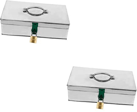 2 Stück Blechdose Metallbox mit Deckel Para Guardar Aluminium Aufbewahrungsbox Kekse Blech Geld Aufbewahrungsbox Geldtruhe Box Tragbarer Werkzeugkasten Eisen Haushaltsaufbewahrungsbox Schlüssel/683 (