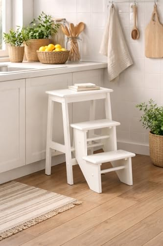 Niko Folding Counter Height Step Stool - Cream