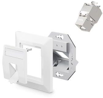 VCELINK 1x Presa di Rete ad Incasso Keystone Schermata con Modulo Jack CAT7/6A, Presa a Muro RJ45 Cavo Patch DSL di Installazione