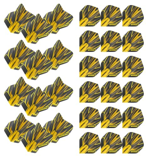 WINMAU Prism Alpha Dart-Flights, Schwarz und Gelb, 10 Sets pro Packung (insgesamt 30 Dartflight)