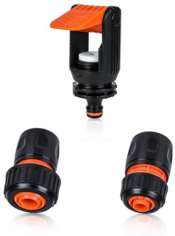 ABAZO Wasserhahn Adapter für Küchenarmatur - Universal Schlauchanschluss Wasserhahn mit Schnellverbinder für 1/2 und 3/4 Schläuche - Robust und Korrosionsbeständig - Für Küche und Garten