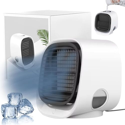 JHDZ Aria Condizionata Oribreeze,Condizionatore Portatile Oribreeze,Nuovo Condizionatore Desktop Ori Breeze con Ventola di Raffreddamento per Auto, Campeggio, Ufficio, Luce Notturna,White