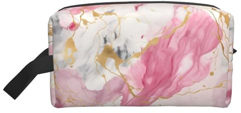 Reise-Kulturbeutel, große Make-up-Tasche, rosa Marmor-Druck, Make-up-Tasche, Kulturbeutel, Mäppchen für Damen und Herren, weiß, Einheitsgröße, Kulturbeutel