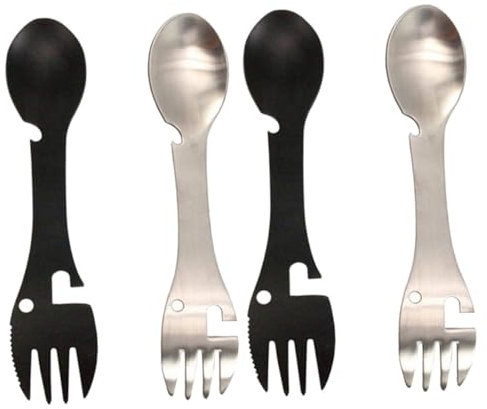 BELLIFFY 4stücke Multifunktionales Campingbesteck Spork Mit Flaschenöffner Und Dosenöffner Leicht Und Tragbar Für Outdoor-aktivitäten Und