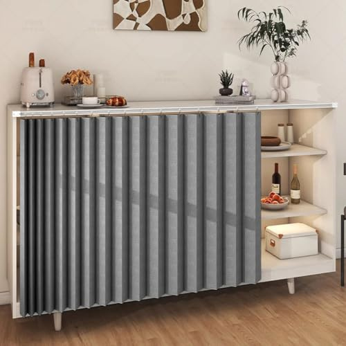 Tende per Armadietti Corte e Impermeabili - Multifunzionali con Binari Scorrevoli per Cucina e Bagno - Antipolvere (Misura: L:80 x A:90cm, Colore: Grigio)