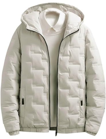 Übergangsjacke Herren Einfarbig Jacke mit Kapuze Reißverschluss Steppjacke mit Taschen Warm Freizeit Winterjacke Regular fit Arbeitsjacke Fashion Wanderjacke Winter Herren-jacken Wintermantel M-5XL