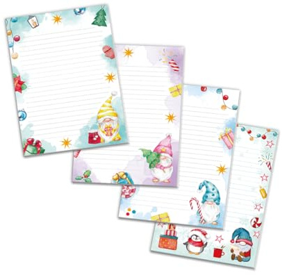 4 Blöcke Notizblock liniert Weihnachtsbriefpapier Weihnachten Weihnachtspapier Brief an Weihnachtsmann Kindermotiv für Mädchen Jungen (4 Blöcke/Variante 5 mit je 25 Blätter in A5-Format)
