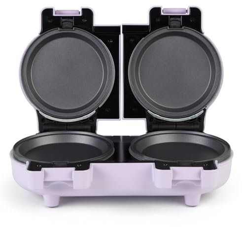 Petra PT5923PPVDE Doppel-Mini-Snack-Maker – Kompakter Leckerli-Maker, amerikanisches/belgisches Waffeleisen, abnehmbare Antihaftplatten, kompakt, leicht zu reinigen, Pfannkuchenmaschine, 1100W, lila