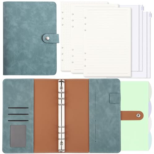 Ringbuch A5 Nachfüllbar, PU Leder Binder Notizbuch mit 135 Blättern Nachfüllpapier, Notizbuch Din A5 Ringbuch, Ringbuchmappe A5 Organizer Ringbuch, 6 Ringe, für Schulnotizen, Reisetagebücher, Planer