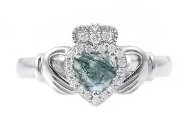 CTIEIP 10K 14K 18K 20K Gold 0.2ct echter Diamant Claddagh Edelstein Ringe Herzform Irischer Claddagh Geburtsstein Ring Claddagh Verlobungsring Versprechen Ring für Frauen Frau Freundin,