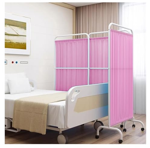 3-Panel Privacy Partition Screen on Wheels, Folding Medical Room Divider with Removable Nylon Silk Fabric, 5.9ft Tall Temporary Indoor Separador Wall for Studios / Nursing Homes / Exam Room / Massage