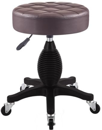 Drehhocker mit Rollen, verstellbarer Zeichenhocker für Geschäft, Salon, PU-Leder, gepolsterter Sitz, Kaffee