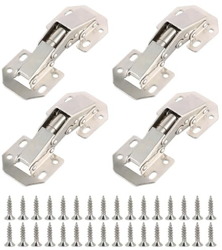 Duronge Cerniera Per Armadio 4 Pezzi, Cerniera A Vite Nascosta con Molla, Cerniere Per Ante di Armadietti da Cucina con Angolo di Apertura di 90°, Cerniere Senza Scanalatura con Viti (113 * 43 mm)