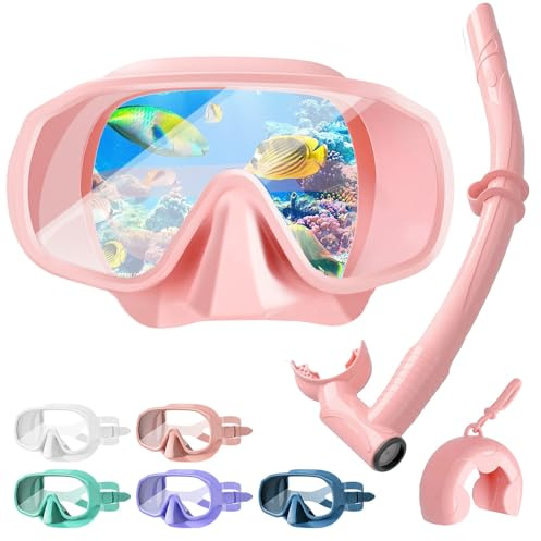 Tyuodna Taucherbrille mit Schnorchel,Schnorchelset Erwachsene mit Anti-Fog und Anti-Leck-Zweischicht-Silikonrand,Snorkeling Set,180° Panoramamaske Perfekt für Schnorcheln und Tauche
