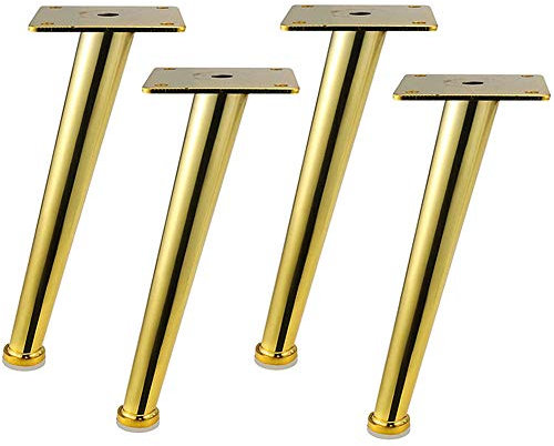 4Pcs 11.81 Brass Furniture Legs Stylish High Oblique Legs for Sofa Coffee Table TV Stand & Chairs Gold Metal Table Legs for Living Room Décor