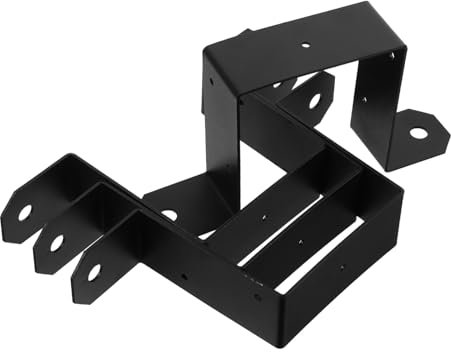 Supports de Poteau de Garde-corps en Métal Noir, Lot de 4, en U