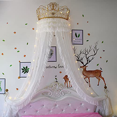 Betthimmel mit Prinzessinnenkrone, runde Kuppel für Babybett, Kinderzimmer-Dekoration