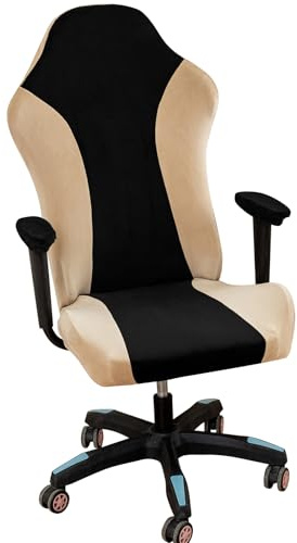 Funda para silla de gaming, funda negra para silla de ordenador, color bloque, forro polar, funda para silla