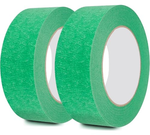 Rusoz Abklebeband Maler 2 Rollen Malerkrepp Leicht Abnehmbar Malerband 30mm x 50m Universal Kreppband Für Malerarbeiten, Renovierungen, Autolack-Maskierung, Grün