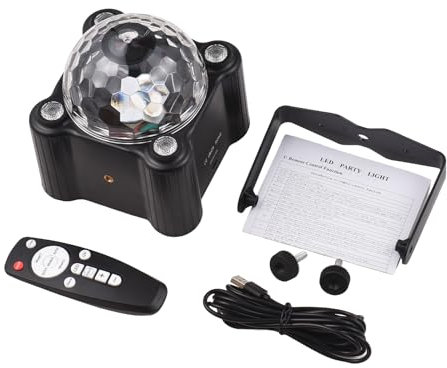 Hapivida Disco Ball Party Light, suoni 9W LED attivato a LED colorato di strobo dj, lampade di illuminazione de palcoscenico alimentato USB con telecomando per feste di ballo, casa, club