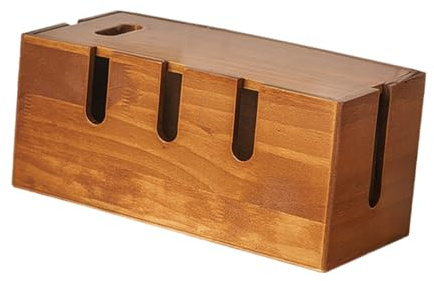 Gatuida Schreibtischorganizer Holz Kabelbox zur Ordentlichen Aufbewahrung von Ladekabeln Router und Steckdosenleisten für Büro und Zuhause