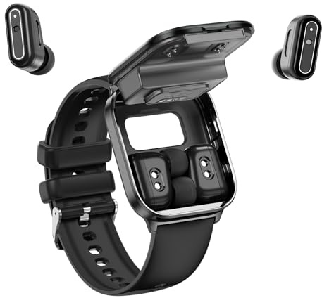 Montre intelligente avec écouteurs sans fil, moniteur de santé multifonctionnel, montre intelligente pour cadeaux pour garçons et filles