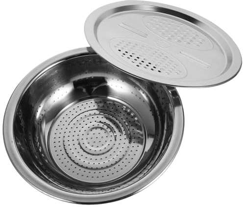 OSALADI Rallador de Verduras Multifuncional de Acero Inoxidable 28 CM Cesta Escurridora y Colador para Lavar Arroz y Frutas Juego de 3 Piezas para Cocina y Preparación de Alimentos
